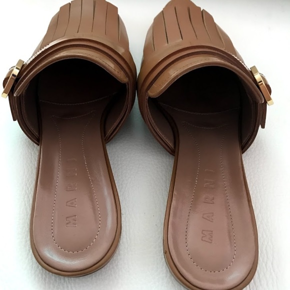 MARNI Leather Fringe Flat Kiltie Mule - SIZE 40 - Picture 4 of 6